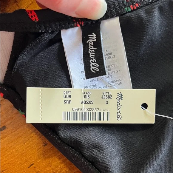 NWT Madewell Tie Front Top Fresh Strawberries Bikini - High-Waited Bottom  -S - Picture 14 of 16